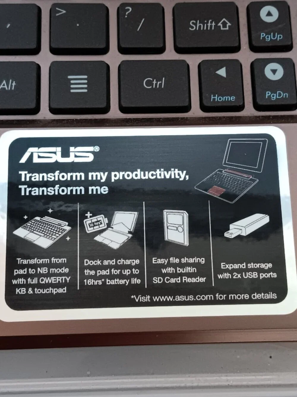 ASUS Eee Pad Transformer TF101 Keyboard Dock Great Condition